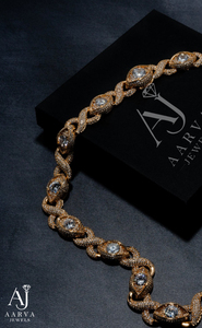 Collar de Moissanita Chapado en Oro, Estilo Hip Hop, Cadena de Eslabones Ovalados con Incrustaciones de Diamantes de Imitación, Joyería de Lujo Moderna para Mujer - Product Image 4