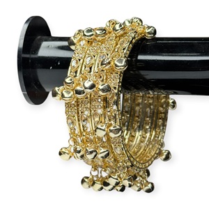 Elegant Kashmiri Jhumki <b>Gold</b> Plated Charm <b>Bangles</b> with Ghungroo Bells Stylish Statement <b>Set</b> for Weddings and Festive Styling - Product Image 3