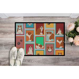 24H X 36W English Bulldog Indoor/Outdoor <b>Doormat</b> Low Pile Non-Slip <b>Washable</b> Red White Front Door Rug Easy Entryway Access - Product Image 2