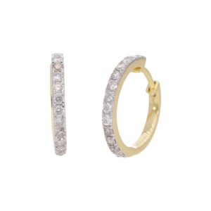 Pendientes de Aro Pequeños Simétricos con Corte Brillante, Chapados en Rodio y Oro Amarillo de 14K, Naturales, para Mujer, Ideales para Fiestas y Moda, Venta al por Mayor - Product Image 3