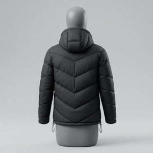 MALATTEPA Men's Black Stand Collar Puffer Jacket Windproof Polyester Winter Casual <b>Coat</b> Zipper Front Design Quick <b>Dry</b> Breathable - Product Image 2