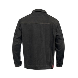 Veste en jean foncé pour homme, style workwear, col rabattu, fermeture éclair, plusieurs poches, coupe classique, pour l'automne - Product Image 3