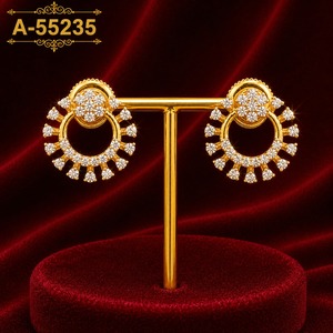 Anillo de Sol y Luna en Color Dorado, Diseño Abierto, con Aspecto de Diamante, Chapado en Oro de 22k, Engaste Pavé, Corte Brillante, Joyería Fina para Mujer, Regalo para Fiesta - Product Image 1