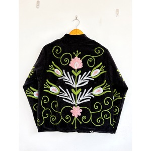 Chaqueta Corta de Terciopelo 100% Algodón, Tejida y Bordada a Mano, con Estampado Floral de Aves, Cuello Mao, para Mujer, Invierno, Marca SHYAM EXPORT - Product Image 4