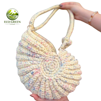 Bolso de Ganchillo con Diseño de Conchas Marinas para el Verano, Bolso de Playa Hecho a Mano, Bolso de Hombro Tejido Costero, Ecológico, para Mujer, con Logotipo Personalizado, Venta al Por Mayor