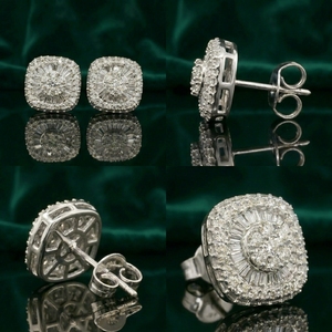 RCK Global Vintage Hip Hop Moissanite <b>Earrings</b> VVS1 Iced 925 Sterling <b>Silver</b> 14K Gold Plated <b>Studs</b> DEF Color Bezel <b>Set</b> Diamond - Product Image 2