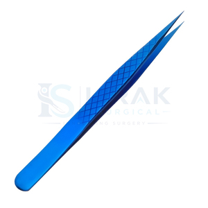 Pince à épiler de précision bleue à pointe lisse en acier inoxydable pour l'application d'extensions de cils - Product Image 4
