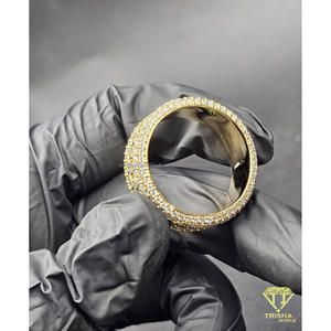 Bague à maillons en argent 925 avec diamants de laboratoire, plaqué or, style Iced Out, bijou de luxe pour les acheteurs en gros - Product Image 3