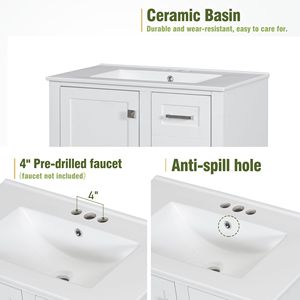 Modern 30\" Bathroom Vanity Soft-Closing <b>Storage</b> Cabinet with 3 <b>Draw</b> Sink Combo Set Urban Style Vanities - Product Image 4