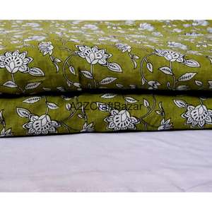 Tissu en coton 100% écologique léger, imprimé à la main au bloc de Jaipur Sanganeri, fabriqué en Inde, matière première en gros - Product Image 1