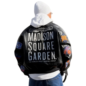 Chaqueta Bomber de Cuero Hecha a Mano Madison Square Garden New York Knicks, Estilo Vintage, Ropa Urbana, Prenda Exterior, Modelo de Celebridad, 1 MOQ - Product Image 1