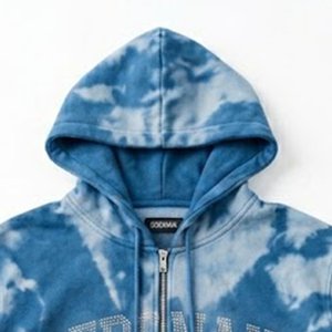 Nuevo Conjunto de Sudadera con Capucha y Pantalones Cortos Tie Dye para Hombre con Logotipo Personalizado, Chándal con Gráficos de Pedrería, Sudadera con Cremallera, Conjunto de Ropa Casual Urbana - Product Image 6