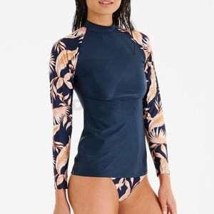Haut de bain élégant pour femme, coupe ajustée, avec fermeture éclair sur le devant, haut de maillot de bain athlétique, veste de plongée haute élasticité - Product Image 4