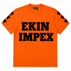 Camiseta Oversize Naranja Personalizada, 240 GSM, Algodón Grueso, Estampado Puff, Estilo Urbano, Camiseta Gráfica para Hombre, Fabricante de Ropa OEM ODM - Product Image 1