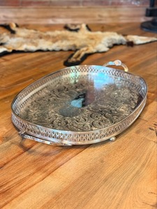 Elegante Plato de Servir Plateado con Grabado Floral, Bandeja Metálica de Lujo para Bodas, Hogar, Hotel, Restaurante, Estilo Real, Plateado Decorativo - Product Image 4