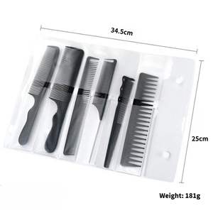 Juego de 6 Peines de Alta Calidad para Cortar el Cabello, Antiestáticos, Negros, para Barbería, Peine Plano para Salón, Corte y Estilizado - Product Image 2
