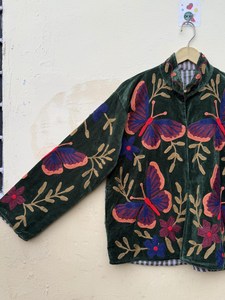 New Fresh Look Handmade <b>Velvet</b> Suzani Butterfly Embroidery <b>Jacket</b> Boho <b>Women</b> Short Coat Statement Outwear For Special Occasion - Product Image 5