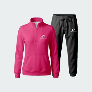 2026 New Design Solid Casual Regular Fit Full Sleeve Lightweight Breathable Winter Wear <b>Women's</b> <b>Quarter</b> Zipper Tracksuit Set - Product Image 5