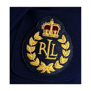 Badge de blazer 3D brodé à la main sur mesure de qualité supérieure avec fil de soie doré sur tissu toile, couleurs et logos personnalisés pour uniformes de clubs - Product Image 1