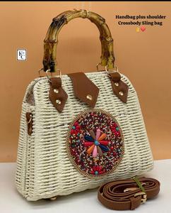 Sac à main en rotin tissé à la main, sac fourre-tout avec bandoulière, fermeture à rabat, pour la plage, les voyages et l'usage quotidien - Product Image 2