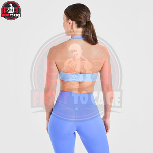 OEM ODM Essential Light Blue Color Good Seller Factory Rate Make Your Own New Arrival Women Wear Simple Halter Neck Sports <b>Bra</b> - Product Image 4