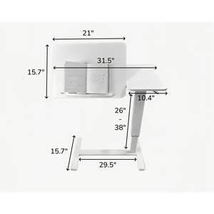 Comodino bianco Overbed Mobile rotolamento per Laptop basamento con basamento basamento tavolo regolabile in altezza per divano letto camera da letto mobili - Product Image 5