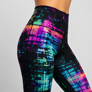 Leggings imprimés effet glitch numérique, longueur intégrale, taille élastique, décontractés, extensibles, pantalons de sport pour femmes - Product Image 5