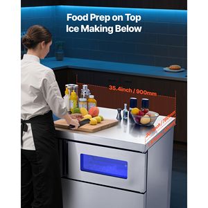 Macchina Professionale per Ghiaccio 220 Libbre/24H, Piano di Lavoro in Acciaio Inox, Capacità di Stoccaggio 66 Libbre, 108 Cubetti/Ciclo, Autopulente - Product Image 3
