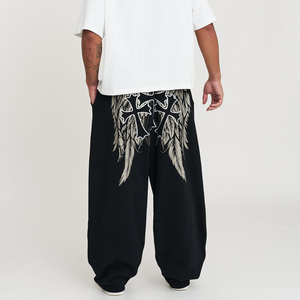 Pantalon de jogging ample pour homme, taille élastique, broderie Chrome Heart avec impression, écologique, style streetwear NYC, classique - Product Image 2