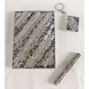 Diario y Bolígrafo Decorativos con Cuentas Blancas Elegantes y Brillantes, Set de Papelería Decorativa, Regalo Artesanal, Souvenir - Product Image 3