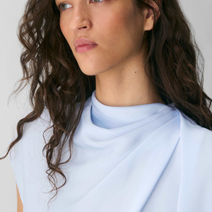 Blusa de verano para mujer, elegante, sin mangas, con cuello drapeado, holgada, tejida, ecológica, para mujer, con cuello drapeado. - Product Image 6