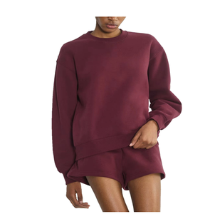 Sweat-shirt col rond bordeaux pour femme TRIBON SPORTS, mélange de coton, coupe classique, manches longues, tricoté, couleur unie, toutes saisons - Product Image 2