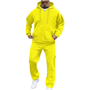 Conjunto Deportivo para Hombre con Capucha, Color Naranja, Sudadera y Pantalones con Cierre Completo, 100% Algodón, Transpirable, para Otoño - Product Image 5
