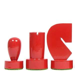 Jeu d'échecs contemporain Berliner, pièces en bois peintes à la main rouge et bleu, roi de 3,7 pouces, au meilleur prix - Product Image 4