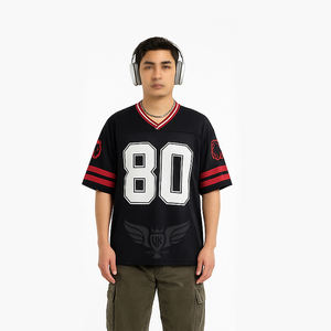 Vente en gros de maillots de football en mesh surdimensionnés pour hommes, streetwear hip-hop, t-shirt de sport à manches courtes - Product Image 2