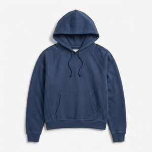 Sudadera con Capucha Azul para Mujer, con Logotipo Personalizado al por Mayor, de Color Sólido, de Algodón y Felpa, de Manga Larga, para Otoño, con Bolsillos, Corte Regular - Product Image 4