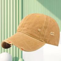 Casquette de baseball en toile bleue 6 panneaux réglable avec logo déchiré sur le devant unisexe sportive respirante imperméable boucle métallique pour l'extérieur