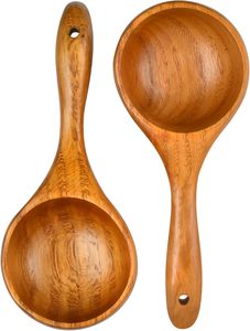 Paquete de 2 cucharas de madera para cocina, 8.5 pulgadas, cuchara grande de madera maciza para arroz, cuchara multiusos para sales de baño, para servir - Product Image 6