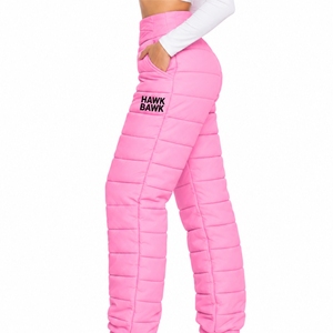 Women's Quilted Puffer Trousers Streetwear Pants Design Full Length <b>Padded</b> Style Drawstring Casual Winter Custom Made Trousers - Product Image 3