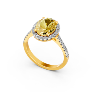 Bague personnalisée en or massif 14K 9K 10K 18K avec diamant jaune de laboratoire 2 carats, certifiée éthique, bijoux fins, MOQ 3 pièces 10 pièces RJC OEM ODM E201282 - Product Image 1