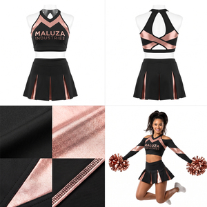 Uniforme de cheerleading personnalisé de haute qualité, respirant, sublimé, en poly-spandex, pour adultes, avec hauts de danse et jupe plissée, personnalisable - Product Image 5