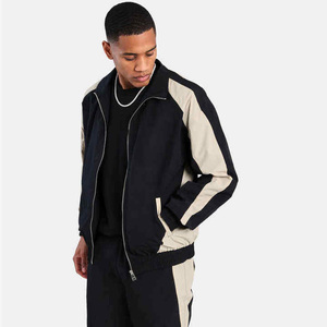 Men Color Blocking Tracksuit Full Length Zipper Closure Regular Fit Turn-<b>down</b> Collar Polyester Nylon Casual Wear Streetwear - Product Image 3