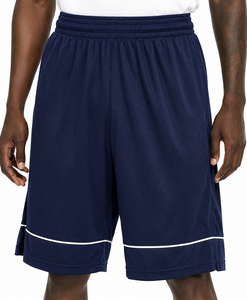 Shorts de basket-ball en maille bleu marine pour hommes, avec bande latérale blanche, respirant, taille élastique, vêtements de sport décontractés, tenue d'été - Product Image 5