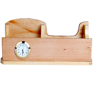 Porte-stylos et crayons en bois avec horloge intégrée, vente chaude, cadeau de pendaison de crémaillère, porte-stylos en bois élégant et luxueux - Product Image 4