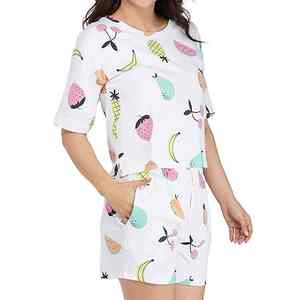 Conjunto de Verano para Mujer: Camisola con Estampado Floral y Cuello Redondo, Falda Fluida de Cintura Alta, Ideal para Vacaciones en la Playa - Product Image 3