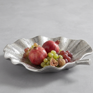 Round Leaf Shaped Metal Serving Bowl for Home Decor - Aluminum Decorative Bowl for <b>Coffee</b> <b>Table</b>, Party, Wedding, Kitchen Count - Product Image 1