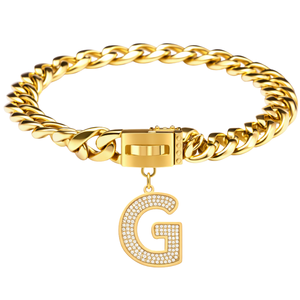 Colgante de Letra Inicial G Dorado para Collar de Perro, Amuleto de Lujo Personalizado para Mascotas, Accesorio Elegante - Product Image 1