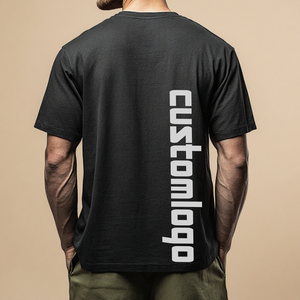 Camiseta Negra Personalizada con Logotipo para Hombre, Manga Corta, Cuello Redondo, Corte Regular, Algodón Jersey, Estilo Casual, Diseño con Letra Estampada en la Parte Delantera - Product Image 6