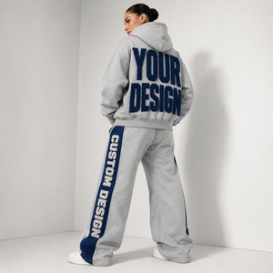 Conjunto de Sudadera con Capucha y Pantalones Deportivos con Logotipo Personalizado, Estampado Puff, Etiqueta Privada OEM, Cintura Elástica con Cordón, Forro Polar Térmico - Product Image 2