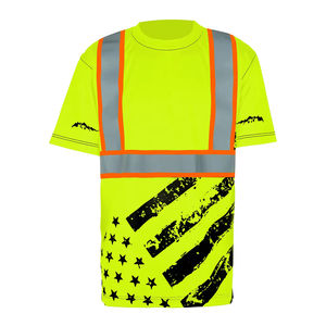 T-shirt de sécurité haute visibilité personnalisable avec motifs réfléchissants, vêtements de travail industriels en polyester et coton, fournisseur de t-shirts tendance - Product Image 2